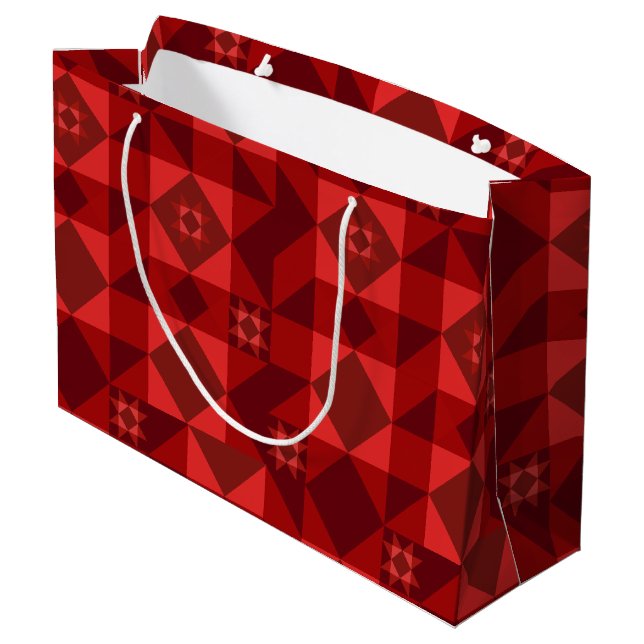 Grand Sac Cadeau Noël des étoiles nordiques rouges (Dos Angle)