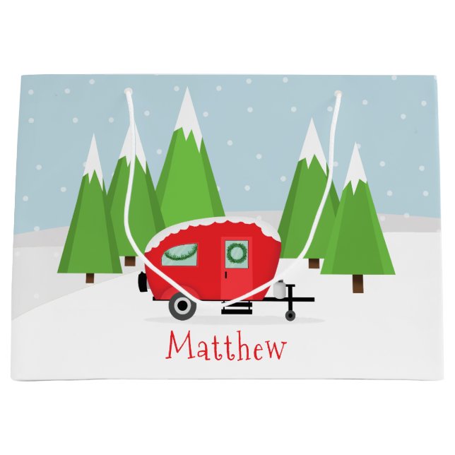 Grand Sac Cadeau Noël du Camper Retro (Devant)