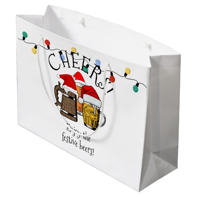 Grand Sac Cadeau Noël du Père Noël de la bière (Dos Angle)