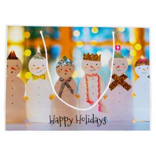 Grand Sac Cadeau Noël élégant à Snowman
