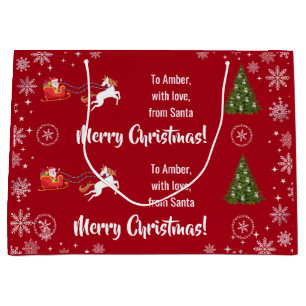 Grand Sac Cadeau Noël élégant traîneau de Père Noël licorne Personn