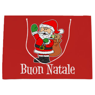 Grand Sac Cadeau Noël italien de Buon Natale Père Noël Joyeux