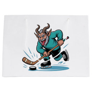 Grand Sac Cadeau Noël Joue au Hockey sur Glace Spooky Noël Sport
