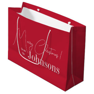 Grand Sac Cadeau Noël Joyeux Noël moderne Rouge