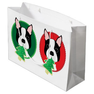 Grand Sac Cadeau Noël lunatique de Boston Terrier
