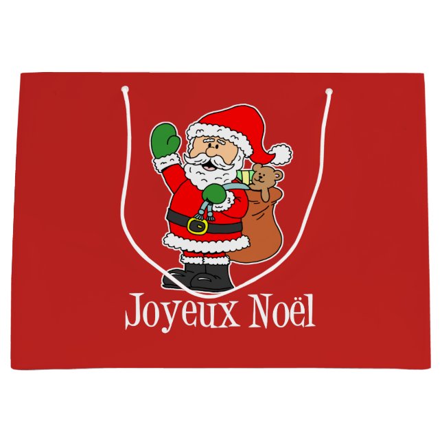 Grand Sac Cadeau Noël Père Noël Joyeux Noel (ON RED) (Devant)
