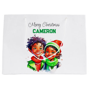 Grand Sac Cadeau Noël personnalisé des petits elfes