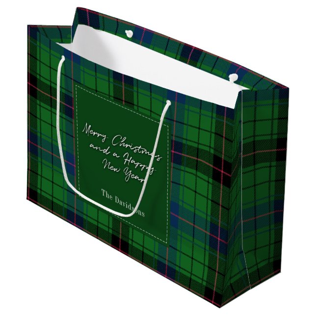 Grand Sac Cadeau Noël Plaid Holidays Clan Davidson Tartan (Devant Angle)