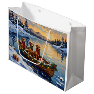 Grand Sac Cadeau Noël Rhodesian Ridgeback Bateau Fêtes