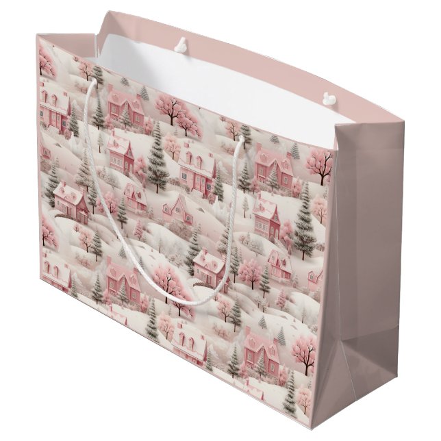 Grand Sac Cadeau Noël rose vintage (Dos Angle)