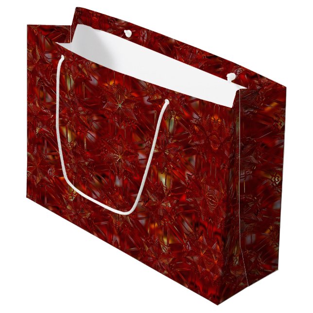 Grand Sac Cadeau Noël Rouge Motif Vacances de luxe (Devant Angle)