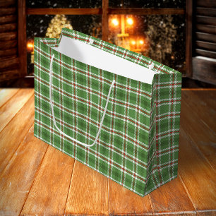 Grand Sac Cadeau Noël Russe Green Holiday Farmhouse Plaid