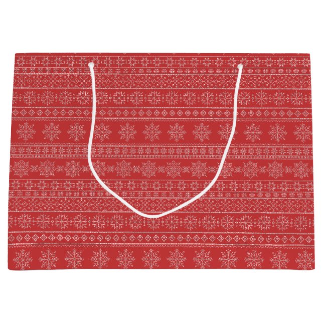 Grand Sac Cadeau Noël saison noir rouge blanc laide pull (Devant)