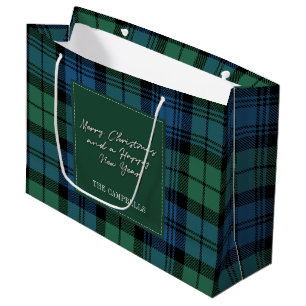 Grand Sac Cadeau Noël Tartan Clan Campbell Plaid Personnalisé
