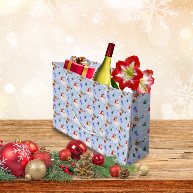 Grand Sac Cadeau Noël vintage Père Noël Et Reindeder (Créateur téléchargé)