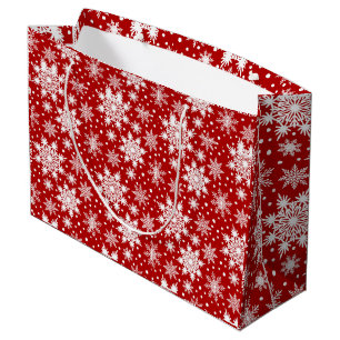 Grand Sac Cadeau Noël White Snowflakes Motif sans couture