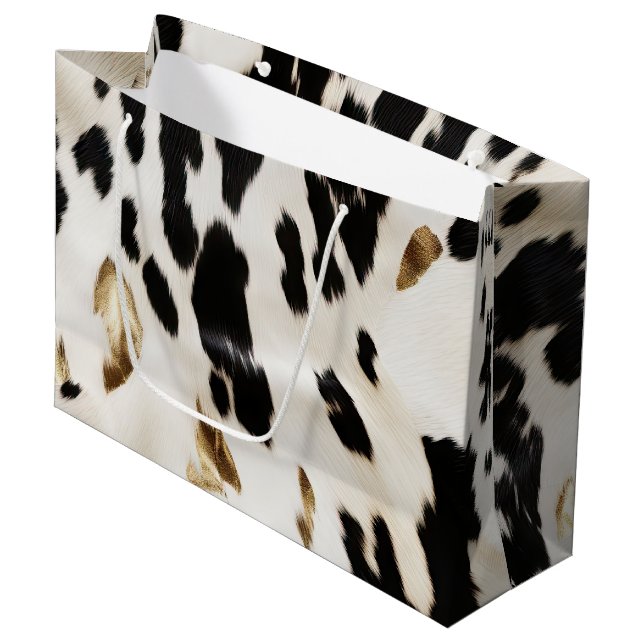 Grand Sac Cadeau Noir Blanc Or Sud-Ouest de la vache Noire (Devant Angle)