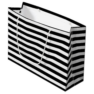 Grand Sac Cadeau Noir et blanc barrés