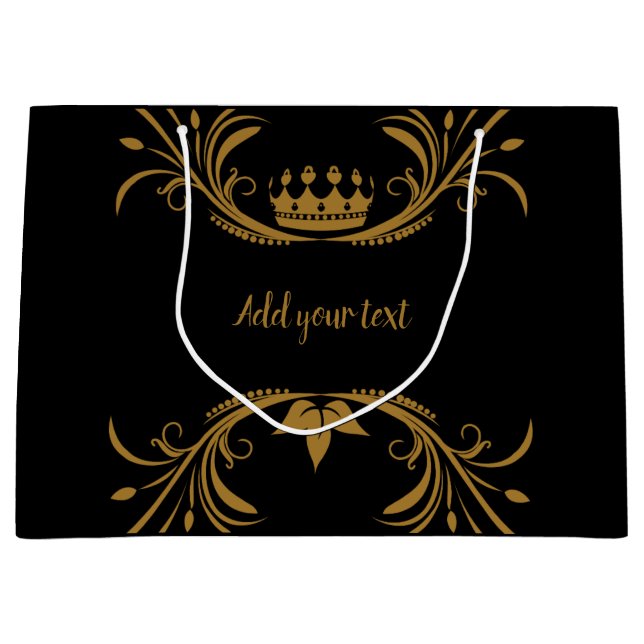 Grand Sac Cadeau Noir et or (Devant)