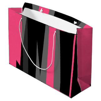 Grand Sac Cadeau Noir rose et gris  