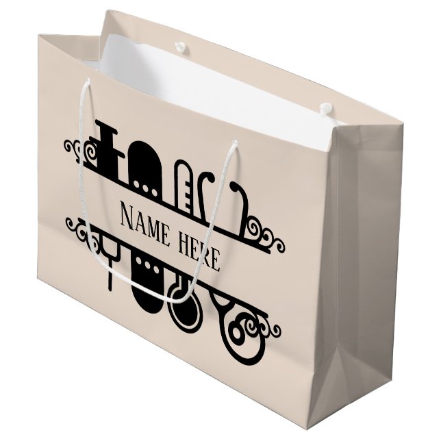 Grand Sac Cadeau nom d'ajout de l'infirmière mignonne (Devant Angle)