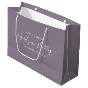 Grand Sac Cadeau Nom Date Anniversaire violet