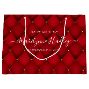 Grand Sac Cadeau Nom Date Arlequin Red Anniversaire