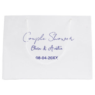 Grand Sac Cadeau nom de date de douche de couple violet tendance si