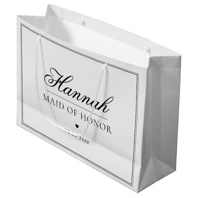 Grand Sac Cadeau Nom de la femme d'honneur sur mesure Élégant Maria (Devant Angle)