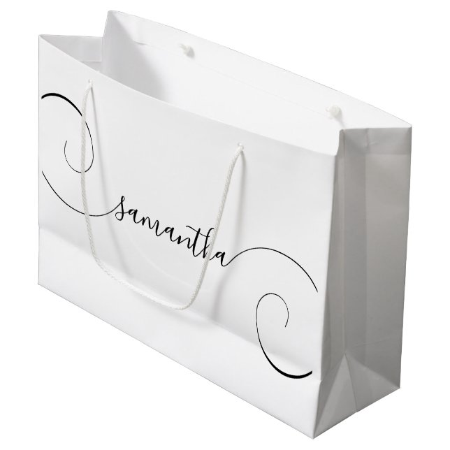 Grand Sac Cadeau Nom de la signature du boudin noir (Devant Angle)
