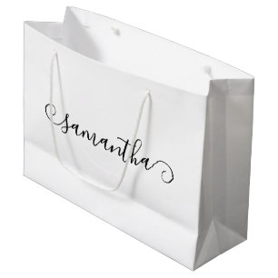 Grand Sac Cadeau Nom de la signature du Curl mou noir
