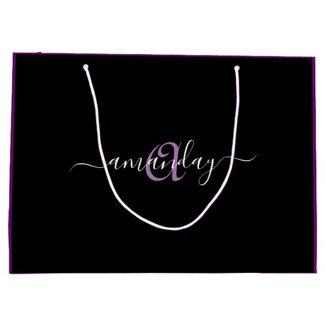 Grand Sac Cadeau Nom du monogramme Violet violet violet jaune Anniv (Dos)