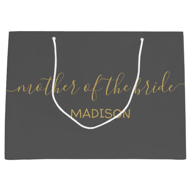 Grand Sac Cadeau Nom personnalisé de la mère de la mariée en écritu (Devant)