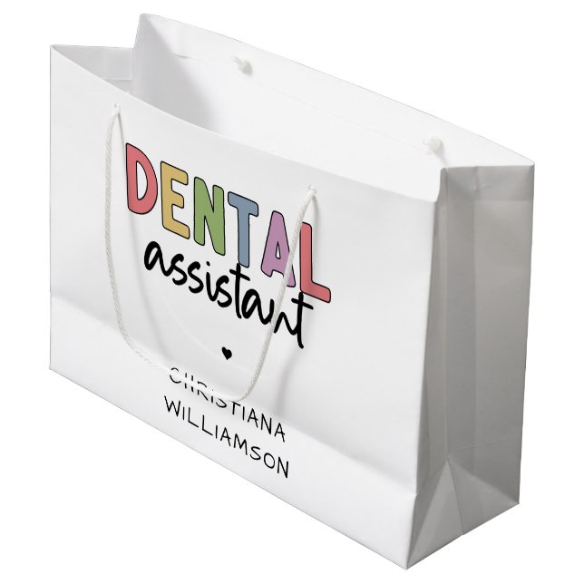 Grand Sac Cadeau Nom personnalisé Dental Assistant Cadeau (Devant Angle)