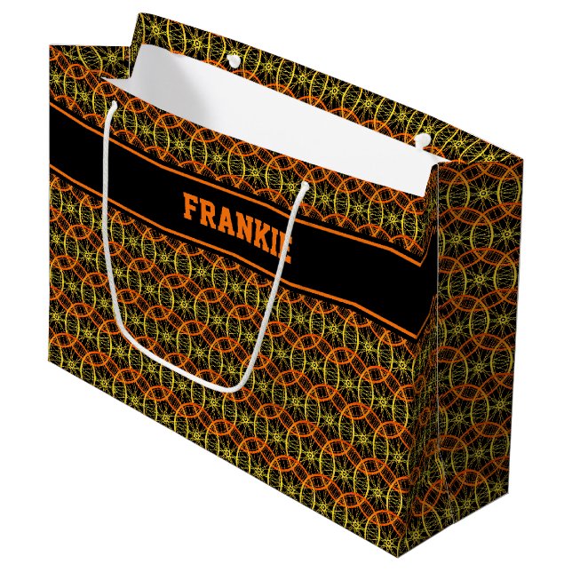 Grand Sac Cadeau Nom personnalisé du motif de roue tournant (Devant Angle)