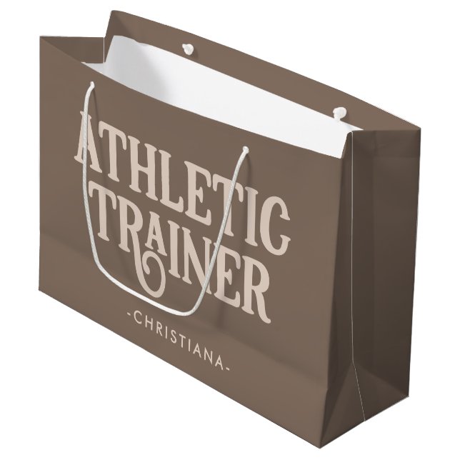 Grand Sac Cadeau Nom personnalisé Entraîneur sportif (Devant Angle)
