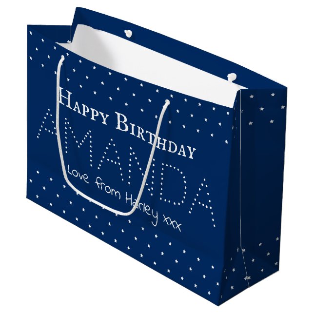 Grand Sac Cadeau Nom personnalisé Joyeux anniversaire Personnalisé  (Devant Angle)