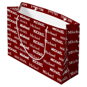 Grand Sac Cadeau Nom personnalisé rouge Anniversaire garçon personn