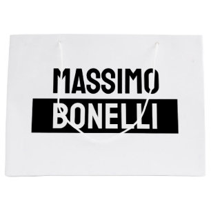 Grand Sac Cadeau Nom propre Minimaliste Moderne Simple Noir Blanc