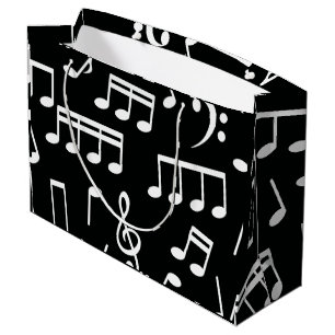 Grand Sac Cadeau Notes de musique blanche sur le sac-cadeau Arrièr
