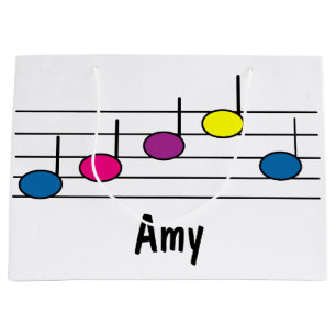 Grand Sac Cadeau Notes de Musique Colorées Jolies Personnaliser