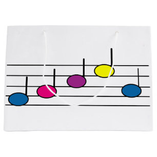 Grand Sac Cadeau Notes de Musique Colorées Jolis