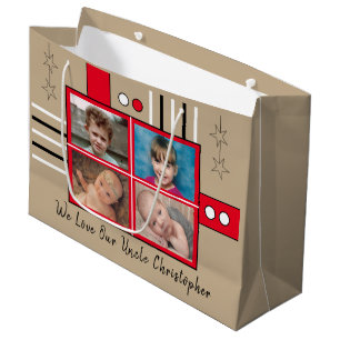 Grand Sac Cadeau Nous aimons nos photos d'oncle embrasser l'anniver