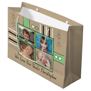 Grand Sac Cadeau Nous aimons nos photos d'oncle embrasser l'anniver