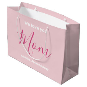 Grand Sac Cadeau Nous t'aimons Maman Pink Minimalist