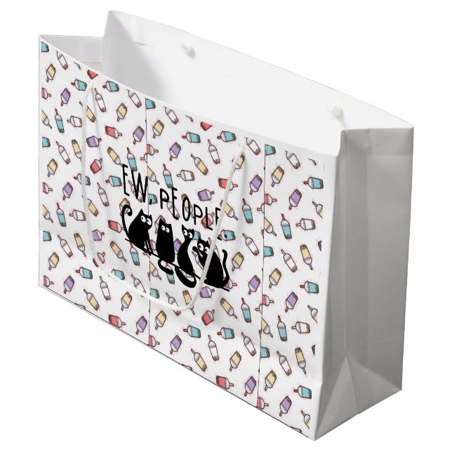 Grand Sac Cadeau Nouveaux gens drôle Meowny Chats Noirs (Devant Angle)