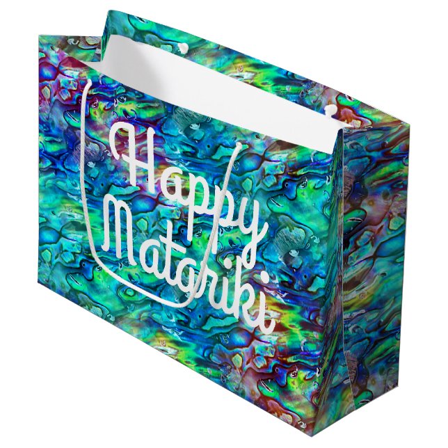 Grand Sac Cadeau Nouvelle-Zélande Abalone Paua Shell Motif 1 (Devant Angle)