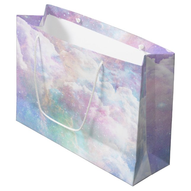 Grand Sac Cadeau Nuages et Étoiles Rêveurs (Devant Angle)