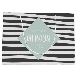 Grand Sac Cadeau Oh les gars ! Twin baby boy Merci à la fête cadeau