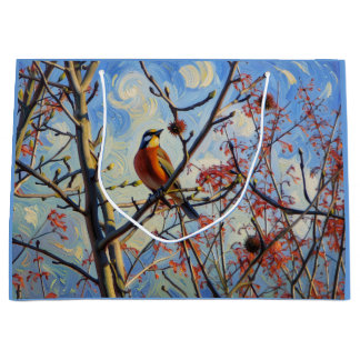 Grand Sac Cadeau Oiseau Époustouflant Dans Un Arbre